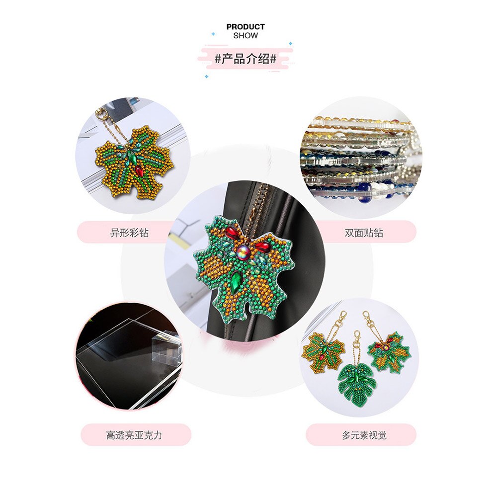 3/4/5 stk diy spesialformet diamantmaleri hjerte dyr tegneserie nøkkelring nøkkelringer korssting broderi kvinner bag nøkkelring