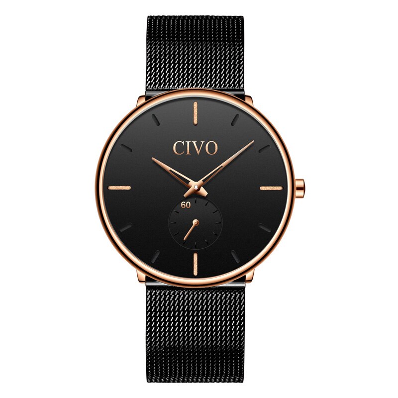 Reloj CIVO de para hombre, correa de malla fina resistente al agua, relojes de pulsera minimalistas para hombre, reloj deportivo de cuarzo, reloj Masculino: 2833