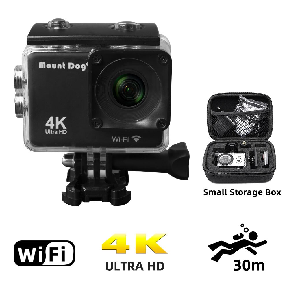 Go mountdog pro action sport video kamera ultra  hd 4k wifi fjernbetjening kamera videokamera dvr dv vandtæt taske tilbehør: Hoved 1