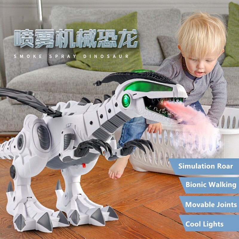 Simulación de prototipo de atomización dinosaurio Robot Múltiples articulaciones móviles Bionic caminar luz LED bonita ala cola realista juguete de los niños