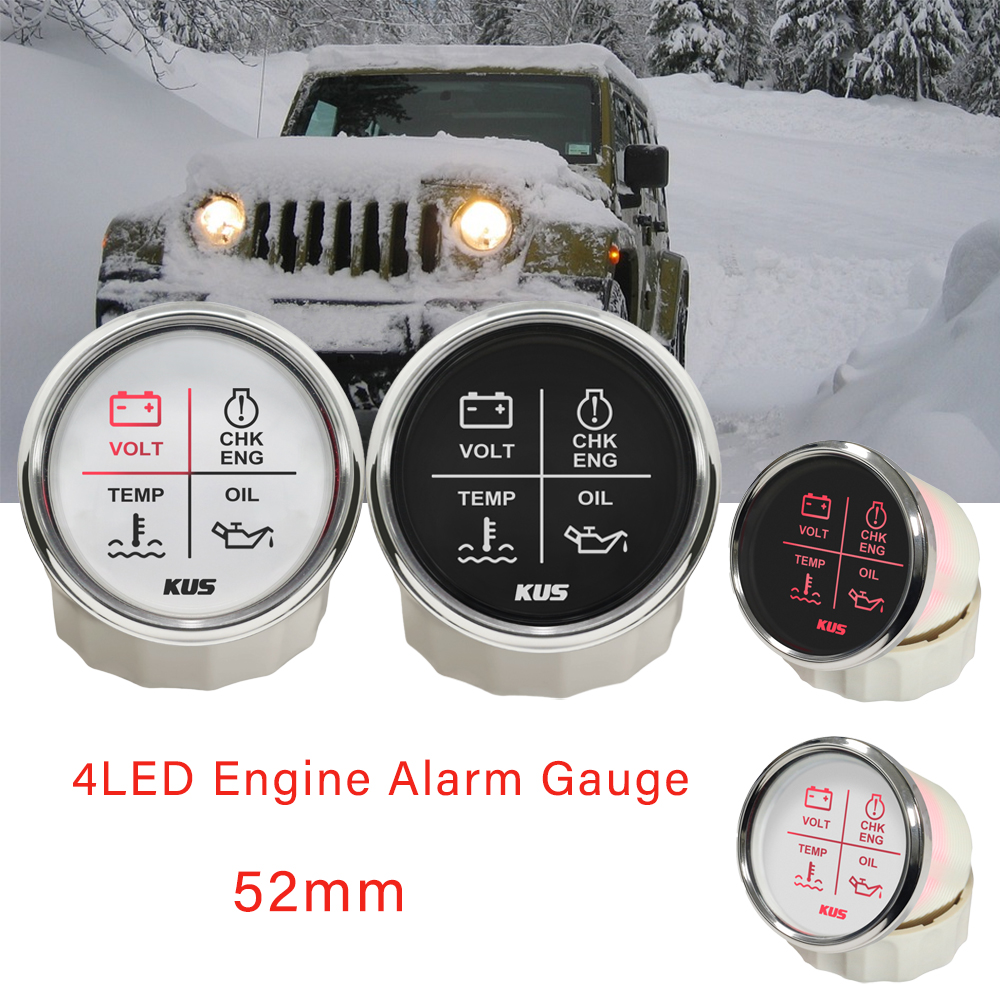 KUS – jauge d&#39;alarme de moteur 52mm, 4led, pour voiture et bateau