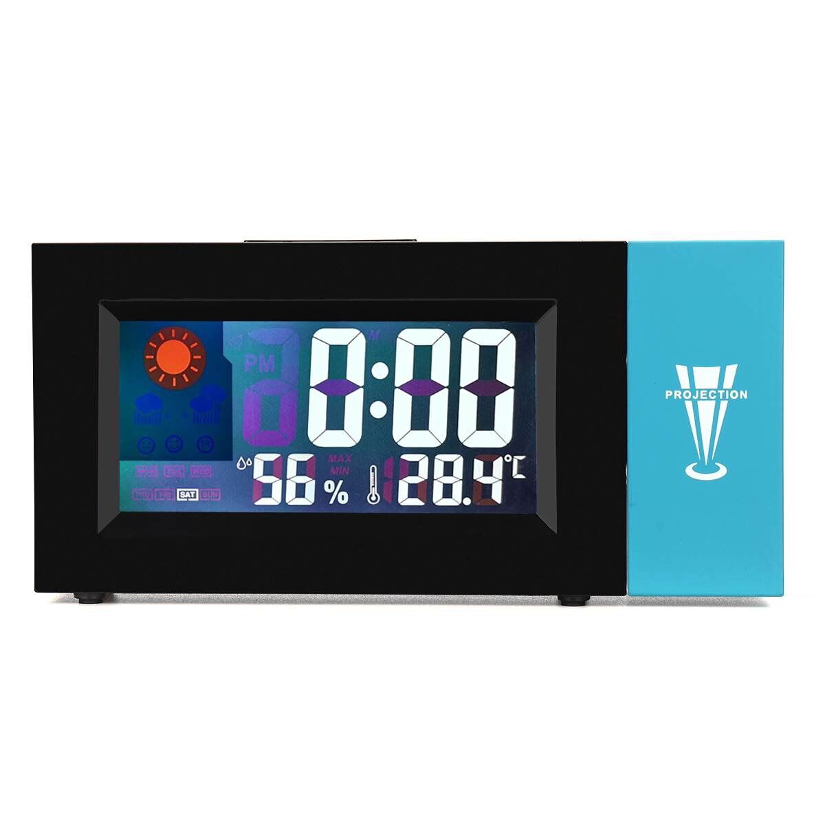 Digitale Projectie Wekker Lcd Display 180 ° Draaibare Projectie Temperatuur Thermometer Hygrometer Wakker Klok