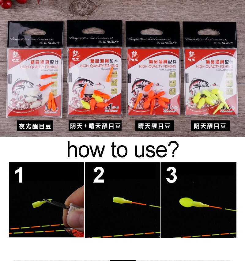 2 pacotes/lote Bóia de Pesca Deriva Cauda Visível Borracha Feijão & Conectores Ferramentas de Pesca Pesca Tackles Acessórios J301 Flotador