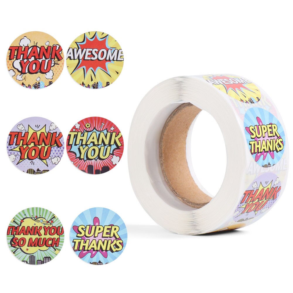 500 Labels/roll Kraft Round Flower Thank You Stickers Labels Scrapbooking Stickers for DIY Crafts Package Stationery Sticker: 10
