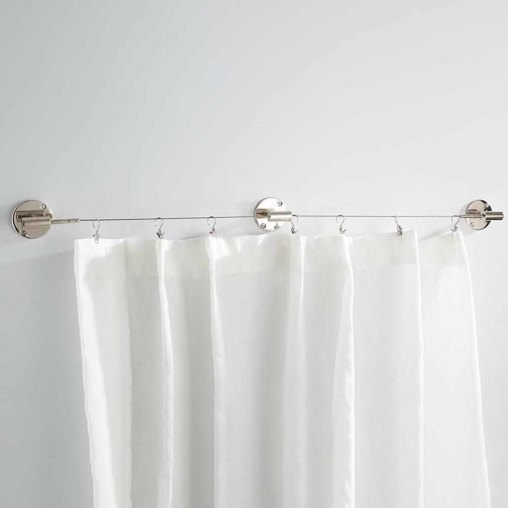 Stainless Steel Curtain Tension Wire Hanging Clothesline Wire Set Bathroom Drying Rack 5M
