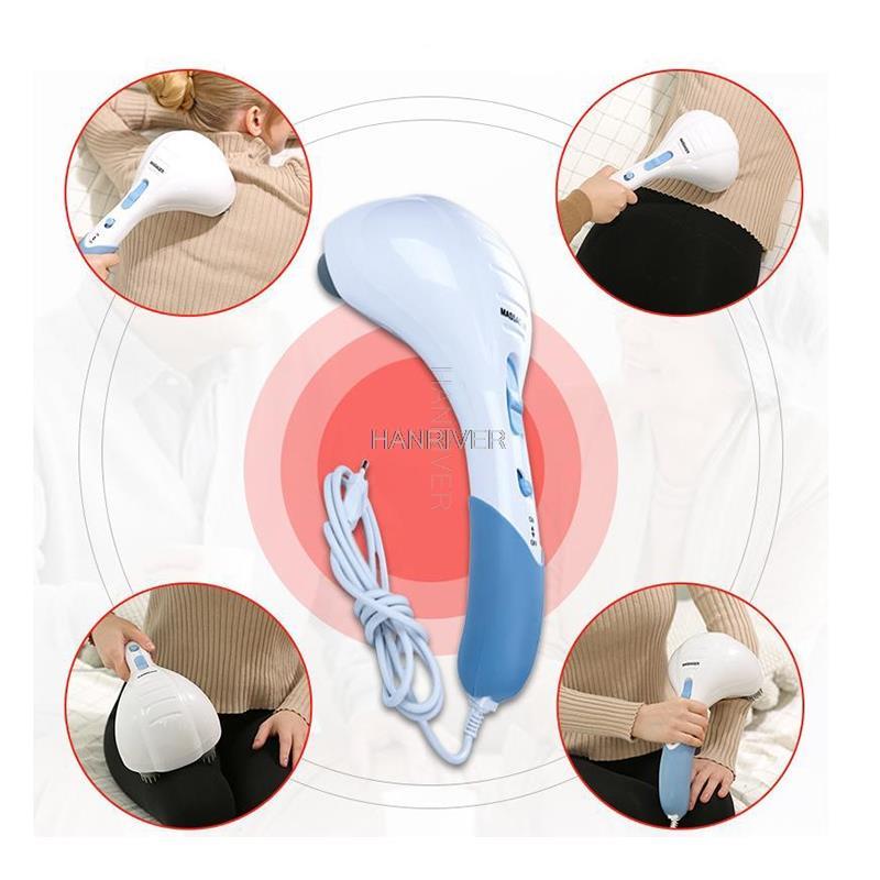 Masajeador eléctrico de mano, martillo vibrador de doble cabeza, cuello, espalda, cuerpo, vértebra Cervical, rodillo relajante con 6 cabezales de masaje