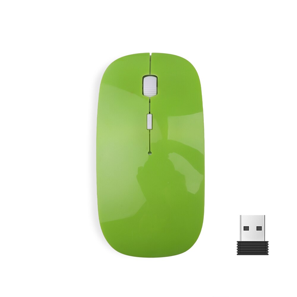 Trådløs datamaskin mus 2.4g usb mottaker super slank mus 1600 dpi usb optisk til pc bærbar pc: Grønn