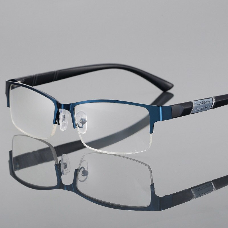 Unisex Anti Blue Rays Computer Glasses Men Alloy Half Frame Blue Light Coating Gaming Glasses Women Anti Eyestrain Eyewear: Blue