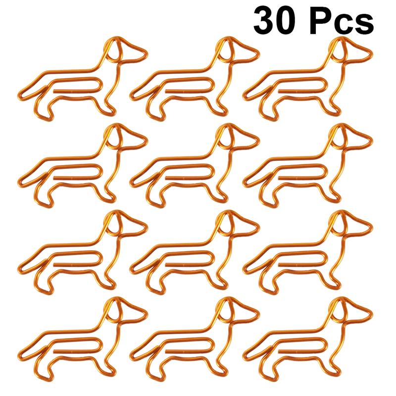 30Pcs Golden Teckel Paperclips Cartoon Dier Vorm Paperclip Creatieve Maatwerk Speciale-Vormige Goud Papier Clip Bladwijzer: Default Title
