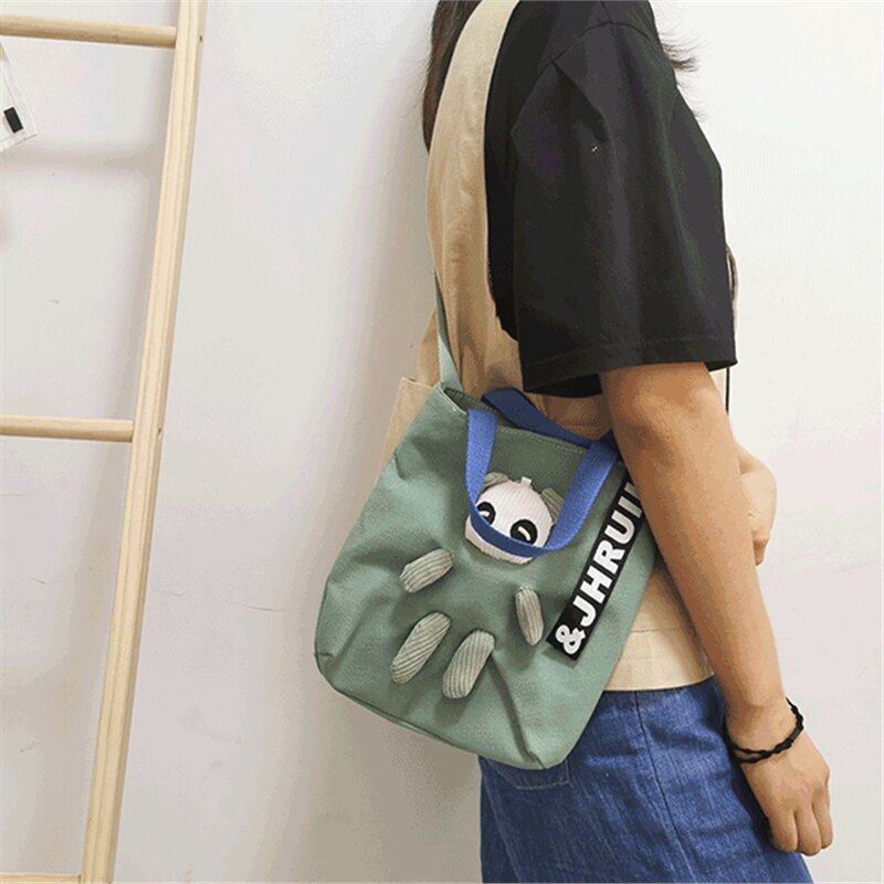 Straat Foto Leuke Panda Messenger Bag Meisje Kleine Verse Canvas Tas Vrouwelijke Student Zak Vrouwelijke Zak