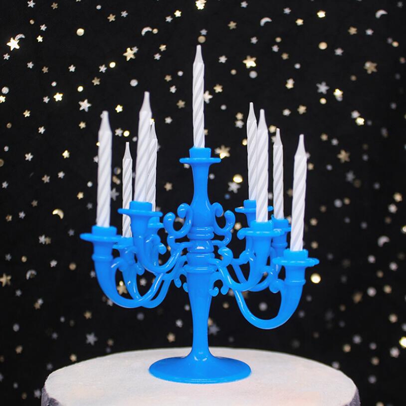 Birthday Party Cake Decoratie Plastic Multilayer Kandelaar Stand Houder Kaarsen kid Festival Kaarshouder Wedding Cake Decor: blue