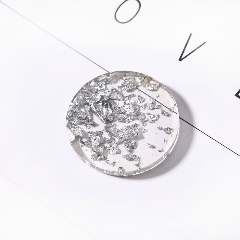 5pz 24/28 millimetri Foglia Oro Rotondo Della Resina Pendenti e Ciondoli per Risultati dell'orecchino Trasparente dell'annata Ciondola Gli Orecchini Gioielli Fai Da Te accessori F188: argento 28MM