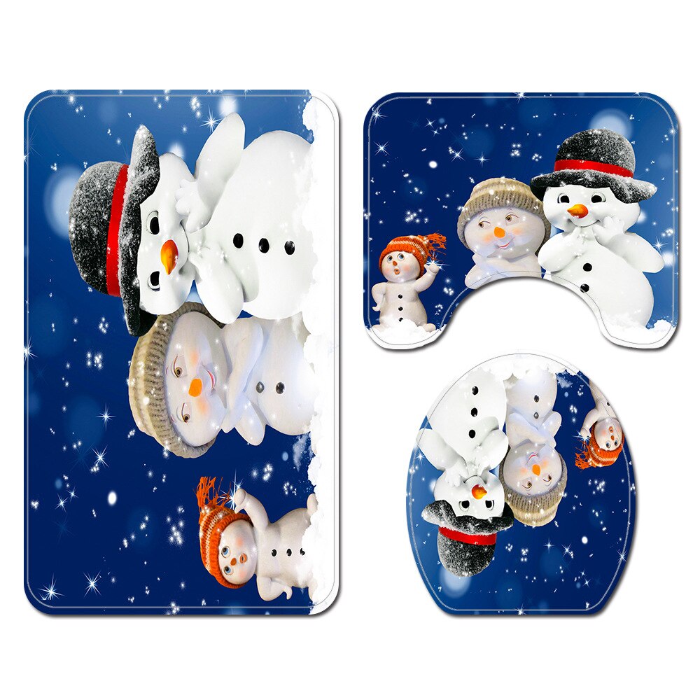 Kerst Badkamer Mat Douchegordijn Gedrukt Douchegordijn Sneeuwpop Bad Mat Anti Slip Mat Microfiber Badkamer Bad Rug: Bath Mats-295