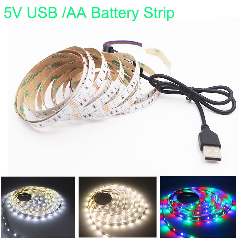 USB 3XAA Batterij LED Strip DC 5V Flexibele Licht 60LEDs 50CM 1M 2M 3M 4M 5M SMD 2835 Desktop Decor Screen TV Achtergrond Verlichting