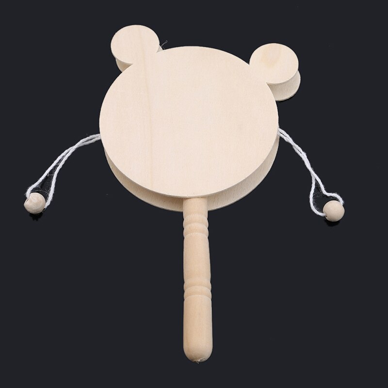 Drewniana grzechotka buk niedźwiedź ręcznie ząbkowanie drewniane pierścień grzechotki dla dzieci zagraj w wózek zabawki edukacyjne zabawki noworodka 0-12 miesięcy