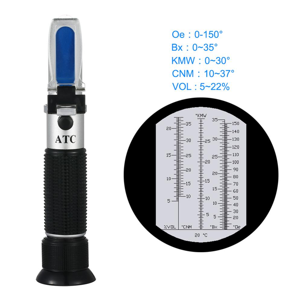 Sjokkboks oechsle brix refractomete 5-22%  vol 0 ~ 35%  brix 0 ~ 150 oe oechsle 0 ~ 30 kmw refractometer vin fruktjuice brygge