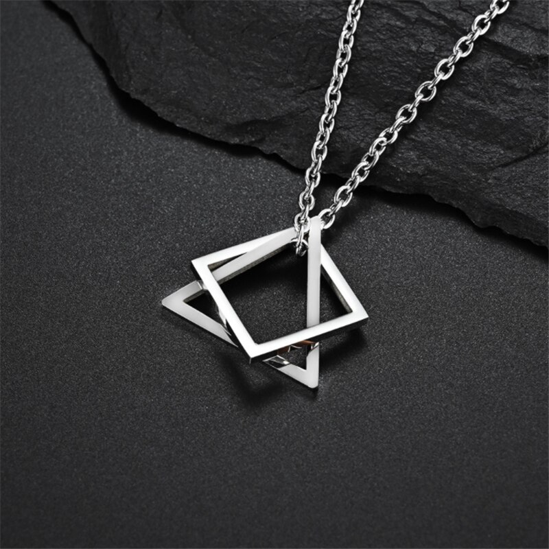 Geometric Square Combination Men's Necklace Cold Wind Ins Hip Hop Net Red Tide Men And Women Couple Pendant