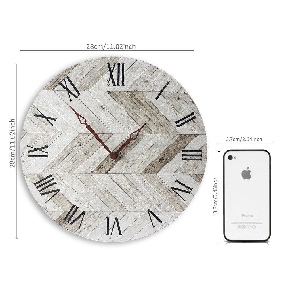 Kort digital klokke årgang romertall rustikk stil stue hjem interiør deco treveggklokke: Wc2023