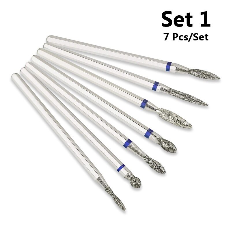7 Pcs/Set Carbite Nail Grinding Head Nail Drill Bit Ceramic Mill Machine Set Cutter For Pedicure Electric Nail Files: Set 1