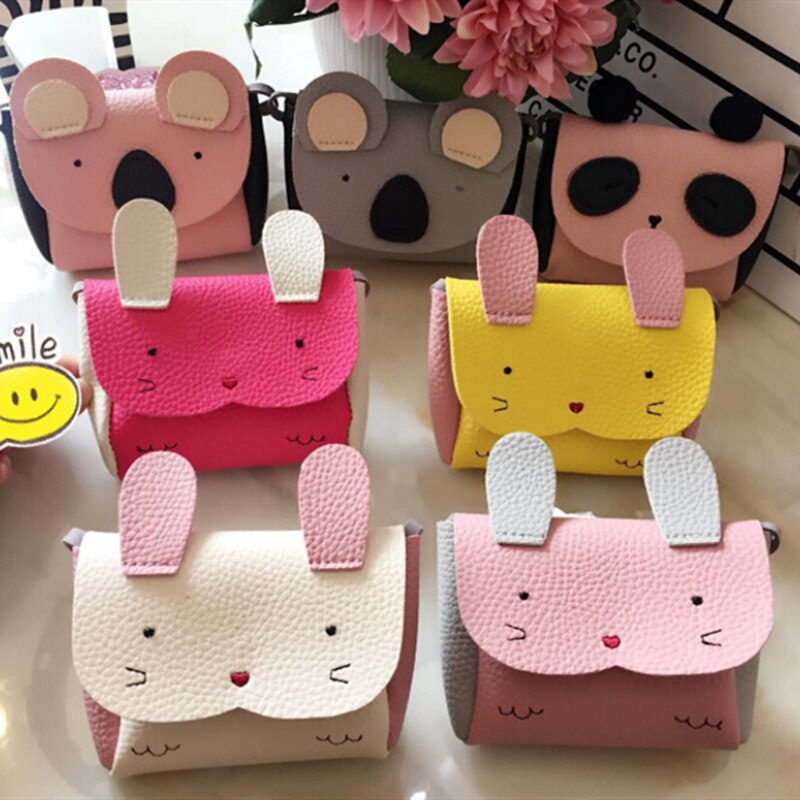 Meisje Portemonnee tas PU Leer Kinderen Portemonnee Doos Tas Schattige Konijn Mini Geldzak Baby Crossbody Portemonnee