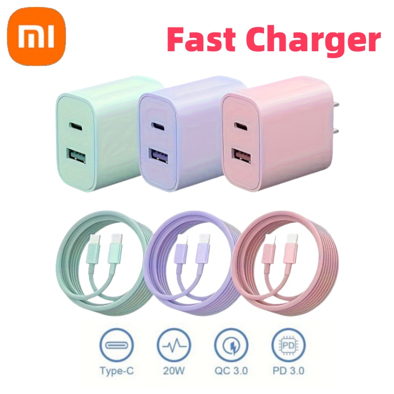 Xiaomi Mijia Macaron multicolore PD20W charge Super rapide chargeur double Port pour iPhone Huawei Phablet tête de charge de téléphone