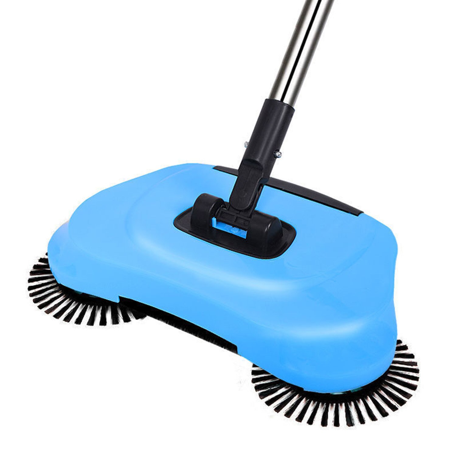 Vacuum Hand Push Soft Broom Dustpan Set Household 2-in-1 Adjustable Mop Brush with Garbage Bin