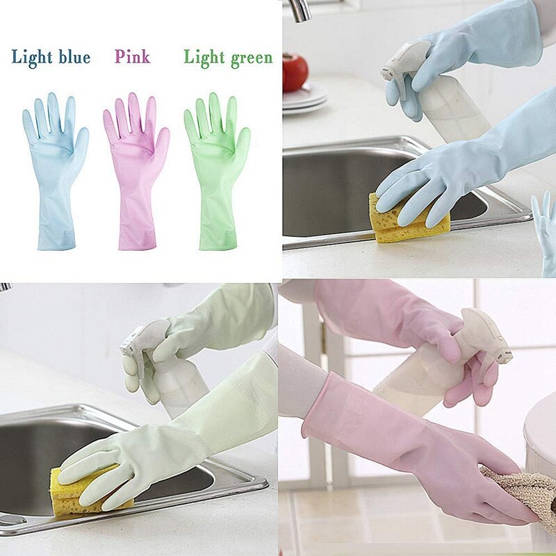 Rubber Handschoenen-Latex Keuken Schoonmaak Handschoenen Huishouden Waterdicht Afwassen Living Grote (3-Pack)