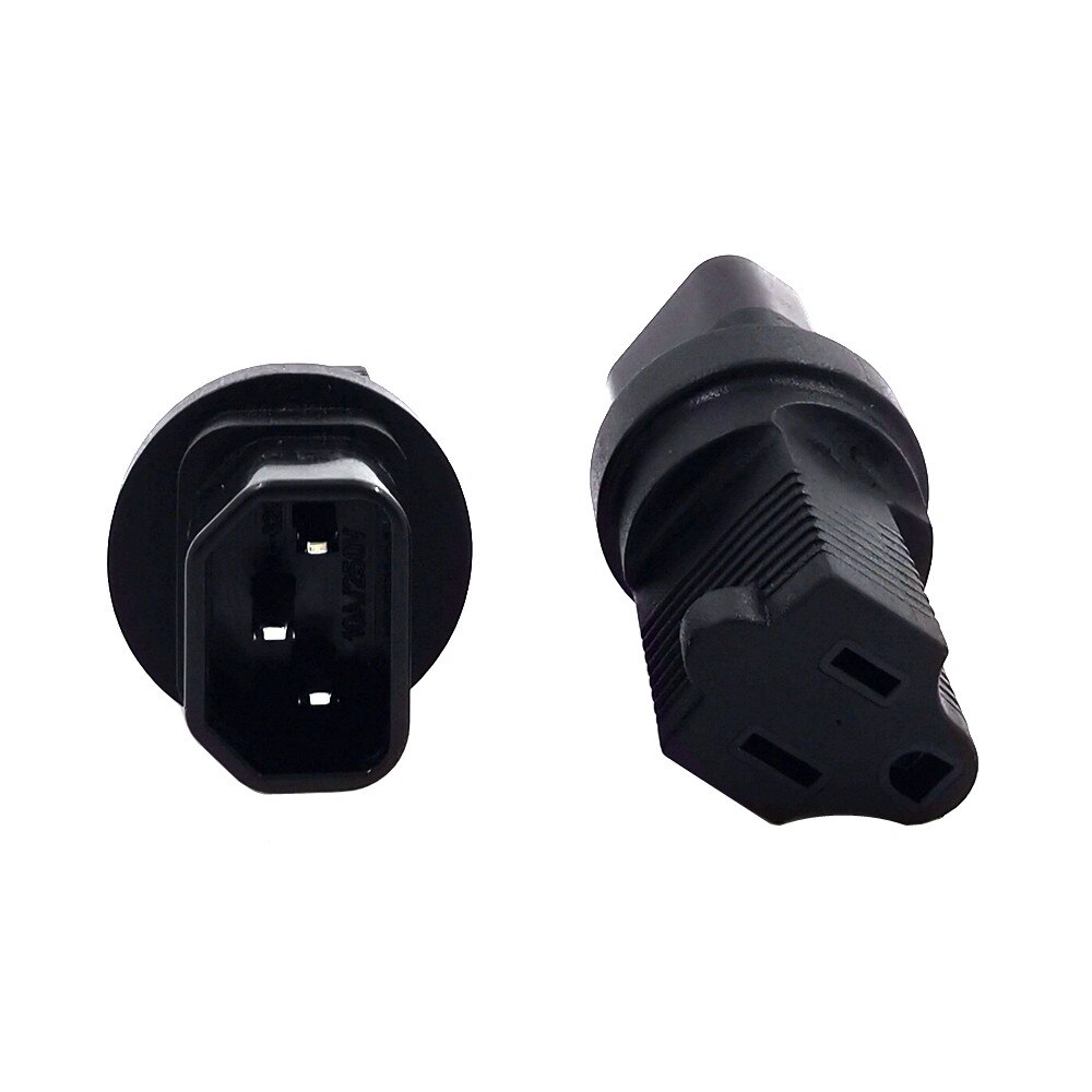 USA NEMA 5-15R to IEC 60320-C14 Travel Power Adapter American 3 Prong Receptacle To C14 Power Converter Connector Industrial Gra