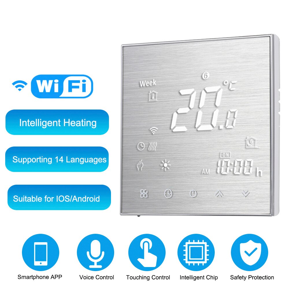 Digital Thermostats Water/Gas Boiler Heating Thermostat Voice Over WiFi Control Touch Screen Home Room Temperature Controller GA: GA Al with wifi