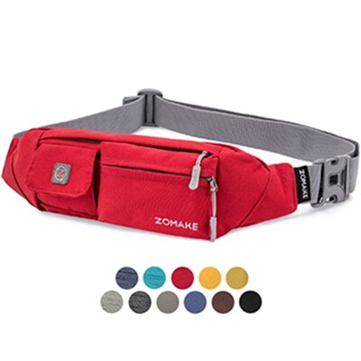 Zomake Waterfly Fanny Pack Slim Soft Polyester Waterbestendig Heuptas Pack Voor Man Vrouwen Carrying Iphone 8 Samsung S6: red