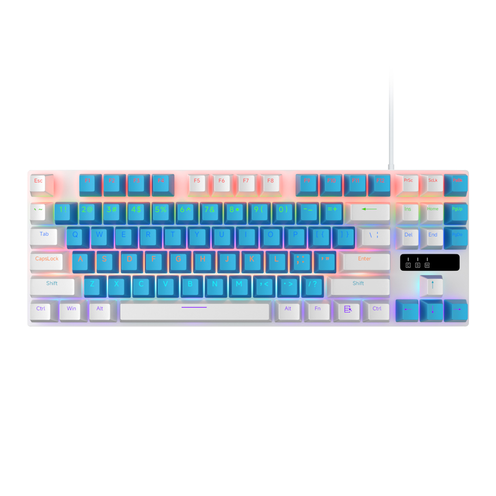 Casepoke 87 Toetsen Gaming Toetsenbord Met Blauwe Schakelaar Rode Schakelaar Bruine Schakelaar Hotswap Toetsenbord Bedrade Mechanische Toetsenbordgamer: Pewter / Blauwe schakelaar