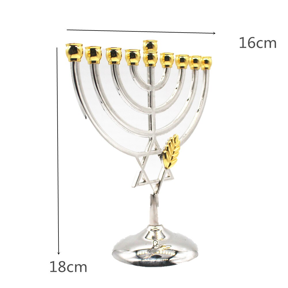 Menorah Hanukkah Candle Holder Jerusalem Home Decor 12 Tribes Jewish Candelabra Judaica 7 Branch Metal Candlestick: Dark Khaki