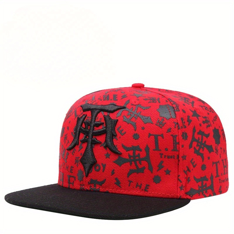 Gorra de béisbol de ala plana, sombrero Hipster bordado, estilo europeo, Hip Hop: Rojo