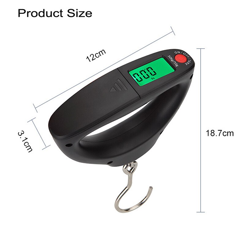 Digital Scale Electronic Fishing Weights Scale 50kg 10g LCD Display AAA Battery Digital Luggage Scale with Backlight