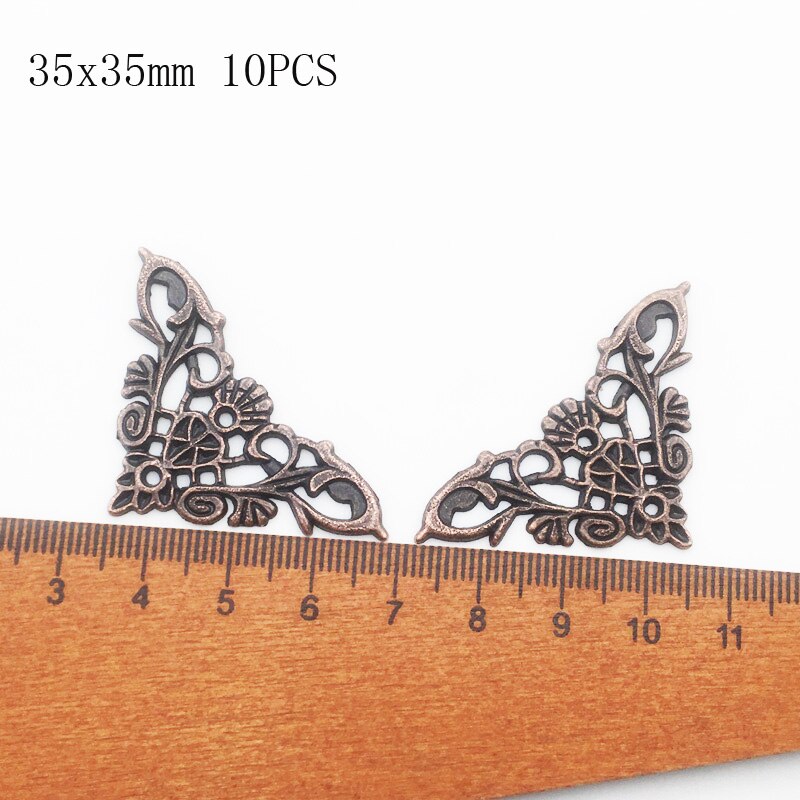 Coins métalliques Vintage pour livres, Scrapbooking, Albums photos, Menus, protection d'angle, artisanat en métal, ornement DIY, 35x35mm, 10 pièces/lot: Style-1