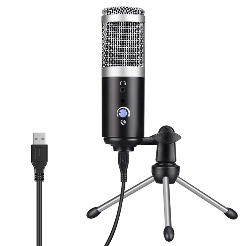 USB Computer Microphone Used to Record Musical Instruments K Song Live Broadcast Voice Group Chat Tripod Microphone: Default Title