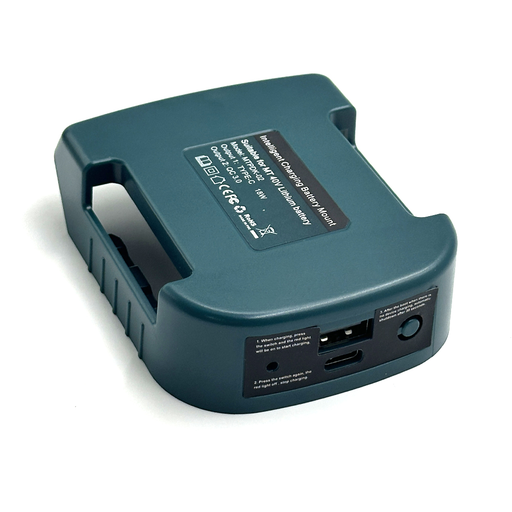 Usb-powerbank-opladeradapter til makita/ryobi/greenworks 40v li-ion-batterier med type-c-port, batteriopbevaringsetui