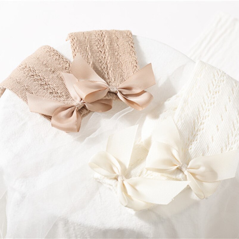 0-8Jahre mädchen kniehohe lange socken kleinkind Baby baumwolle Gittergewebe Band bowknot seite booties socken prinzessin mädchen dacing socken