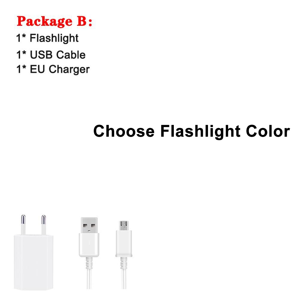 Portable XPE+COB LED Flashlight USB Rechargeable Torch Work Light Foldable Emergency Camping Lamp Waterproof With Magnet Hook: Package B / Red