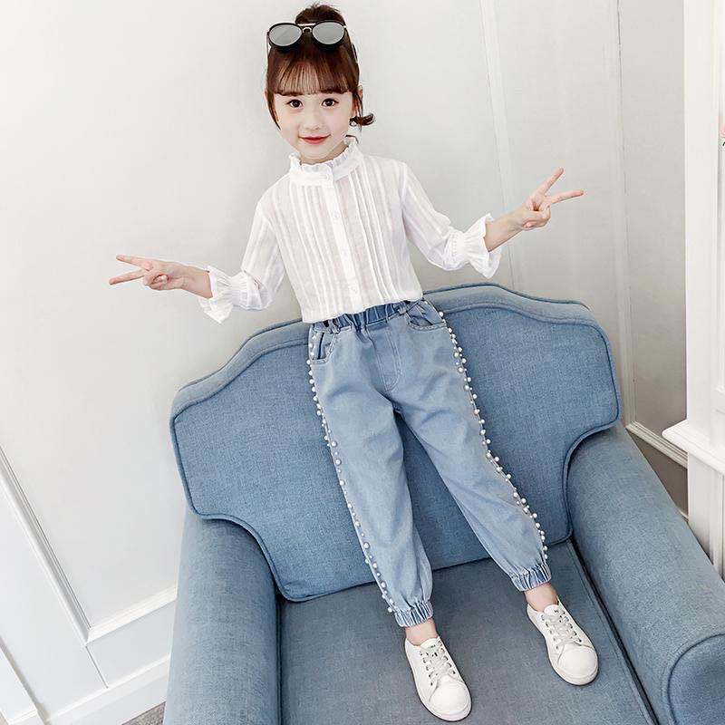 Mädchen Weiße Bluse freundlicher Dünne Sonnenschutz Hemden Langarm Kleidung Sommer freundlicher Mädchen Moskito Shirt Kleidung T59