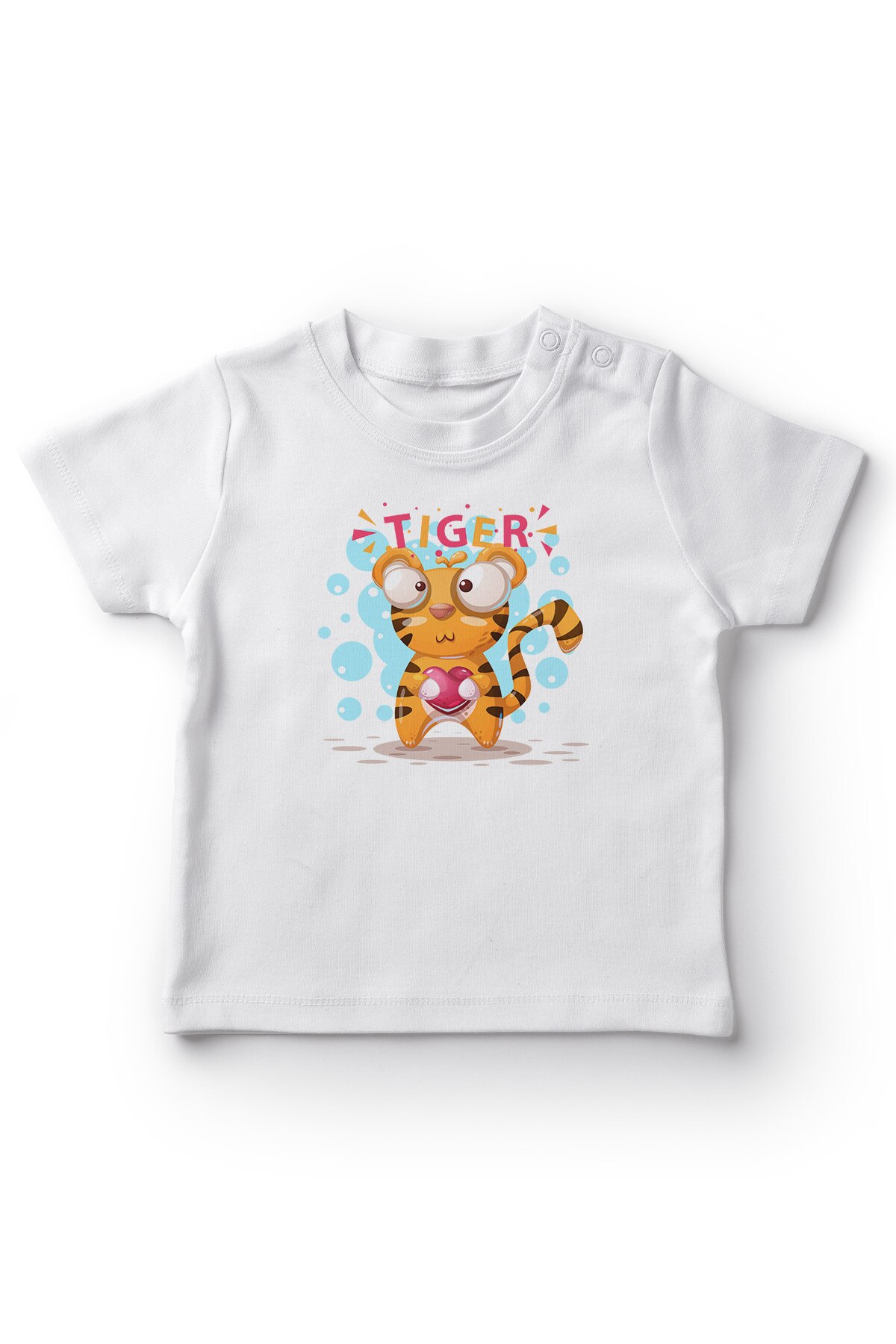 Angemiel baby met hart tijger baby meisjes t-shirt wit