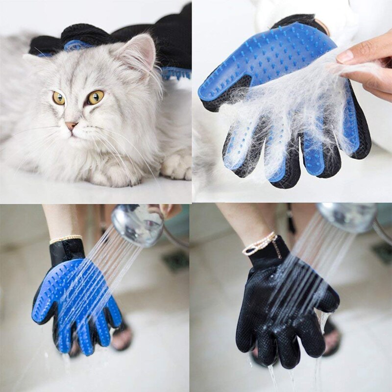 Guante de aseo para perros, gatos y mascotas, cepillo de baño, guantes de limpieza efectiva, depilación