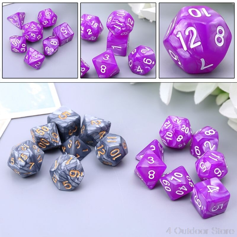 7 teile/satz D4 D6 D8 D10 D12 D20 polyedrisch Würfel Zahlen Zifferblätter Schreibtisch Tisch Brettspiel S25 20