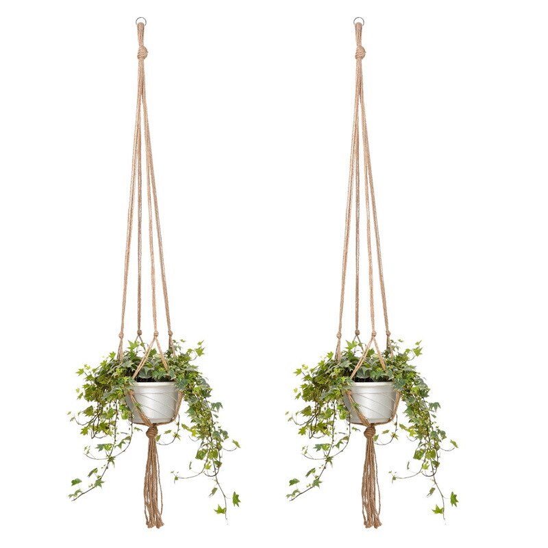 90/105/122cm makrame växthängare korg blomkruka växthållare makrame hängande knuten lyftrep trädgård heminredning