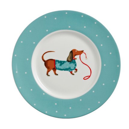 Western service fad bøf salat frugt tallerken stor skive britisk fin porcelænshund dessert tallerkener