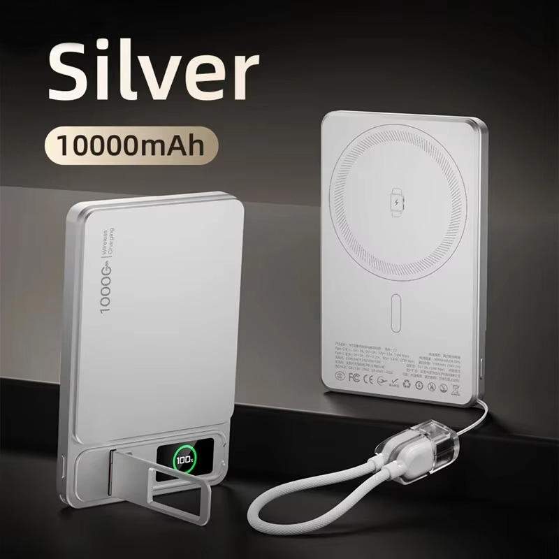 3-in-1 10000mAh Draadloze Magnetische Powerbank Draagbare Slanke Originele Batterij 20W Snelladen Voor iPhone 12-17 iWatch Airpod: groen