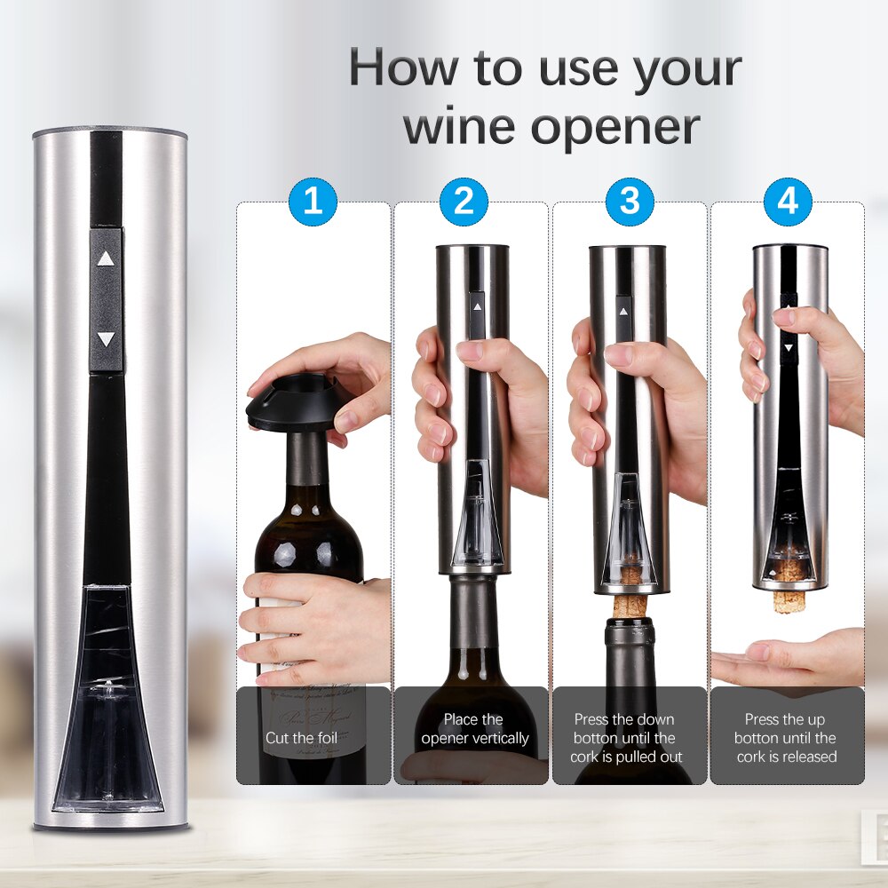 Elektrisk vinåbner automatisk elektrisk vinflaske proptrækkeråbner med folieskærer usb genopladelig automatisk proptrækker