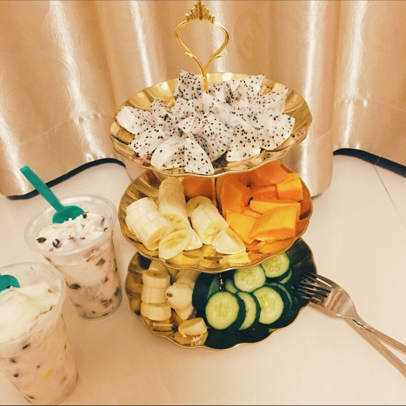 Tier Stainless Steel Cake Stand Afternoon Tea Wedding Plates Party Tableware Bakeware Cake Shop Three Layer Cake Rack ZM915