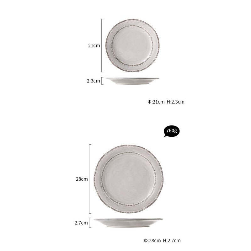 KINGLANG Plates Art Retro Dishes Ceramic Pottery Dinner Steak Plates Blunch Dish For Wedding Party Plates: Milk SL 2pcs