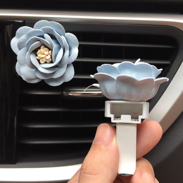 Auto Klimaanlage Auslauf Blume Parfüm Clip Duft Lufterfrischer Autos Luft Reiniger Duft Diffusor Auto Zubehör: hell Blau